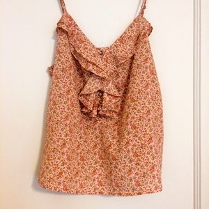 Floral ruffle tank